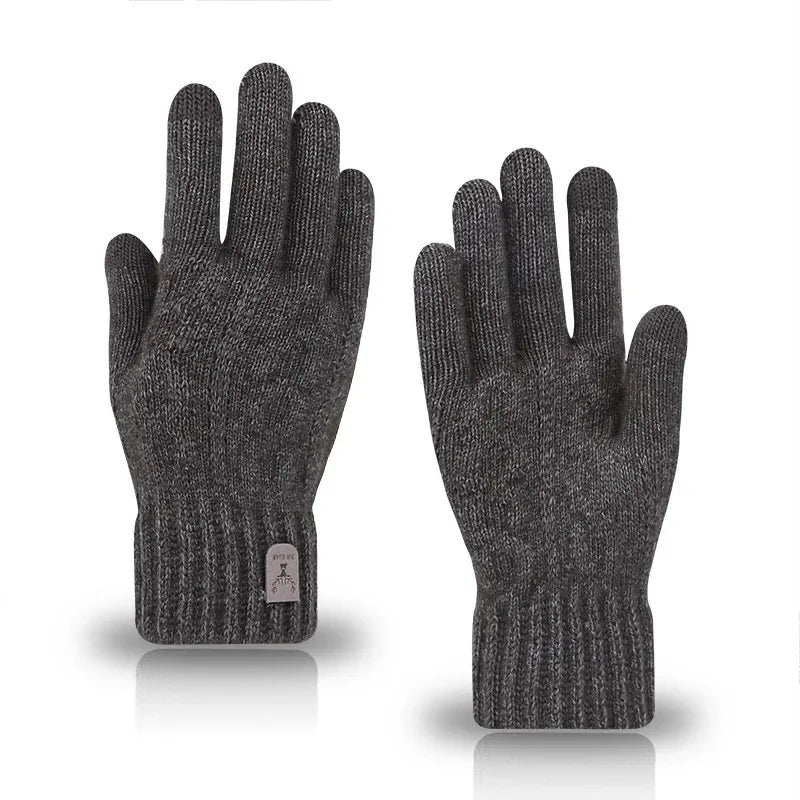 Herren Winterhandschuhe – Warme Strickhandschuhe mit Fleece-Futter | Touchscreen Vollfinger Handschuhe für Kaltes Wetter Kaufschwan® Tiefgrau