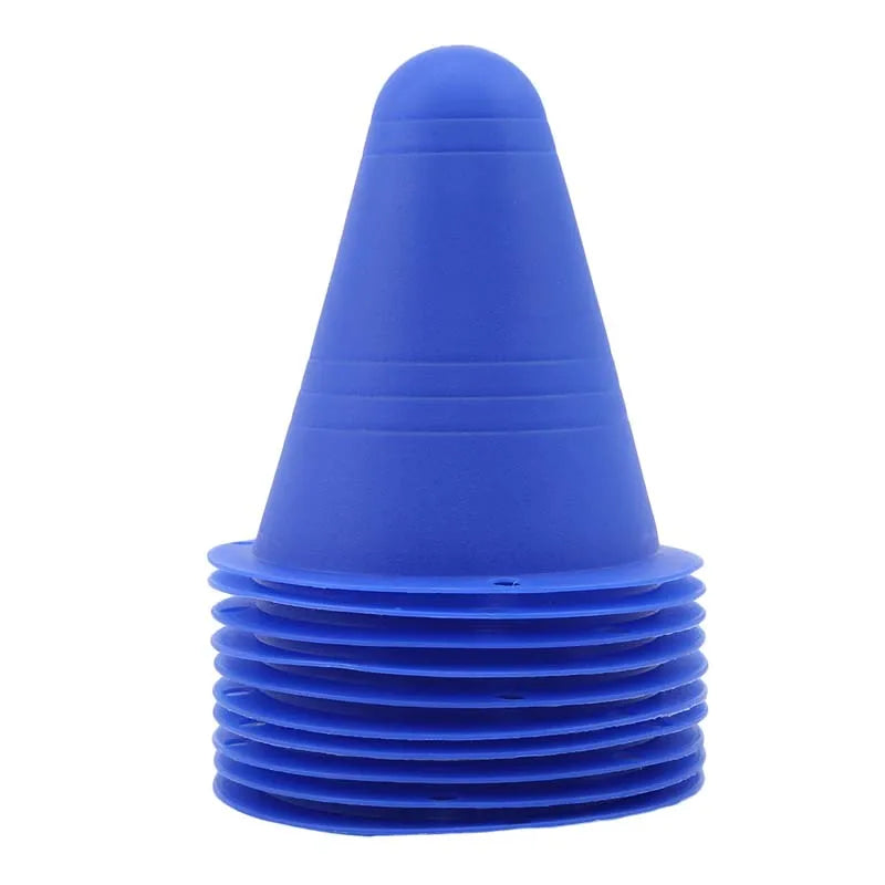 10er Set Trainingskegel – Weiche Sportmarkierungen für Fußball, Skaten, Rugby & Fitnessübungen Kaufschwan® Blau