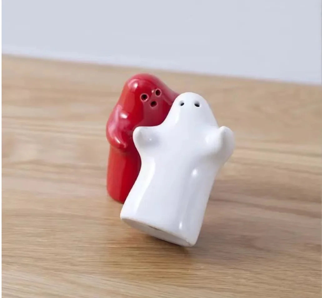 Keramik Geist Salz- & Pfefferstreuer – Lustiges Mini Set Umarmendes Paar | Kreative Küchen Dekoration & Hochzeitsgeschenk Kaufschwan®