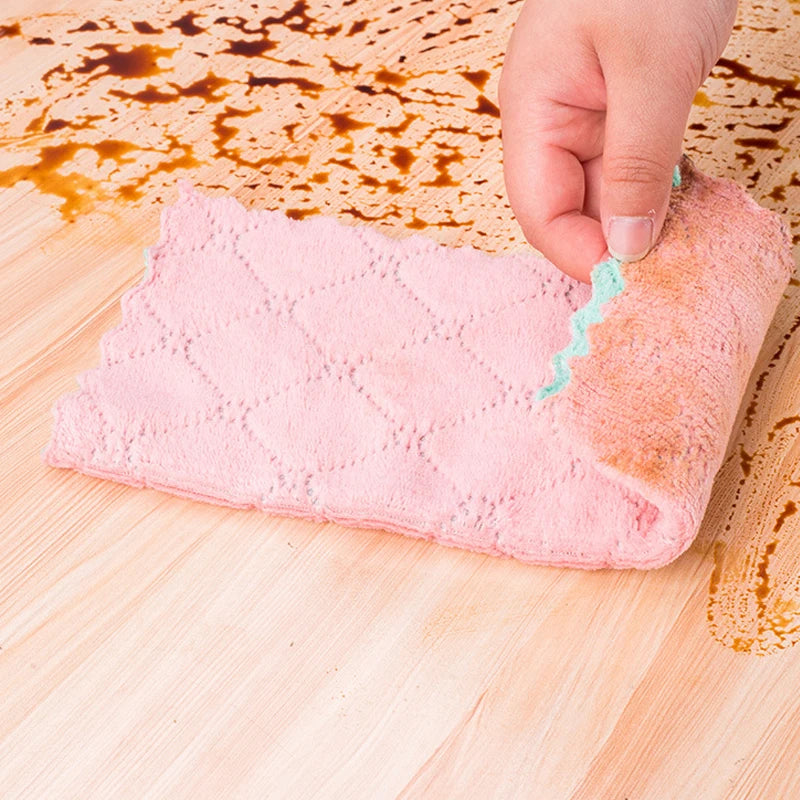 1/5/10/20 Stück Dickes Doppelseitiges Coral Velvet Reinigungstuch – Saugfähiges Küchen- & Haushaltstuch in Zufälliger Farbe Kaufschwan®