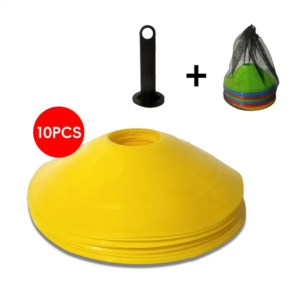 10er Set Trainingskegel – Fußball & Agility Trainingsausrüstung für Kinder & Profis | Sportmarkierungen für Geschwindigkeits- & Koordinationsübungen Kaufschwan® 10 Stück Gelb Set