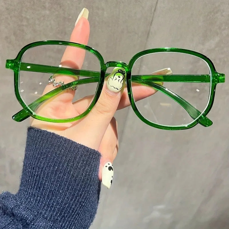 1 piece of women's jelly colored fashionable flat frame new retro simple irregular glasses suitable for daily outings Kaufschwan®