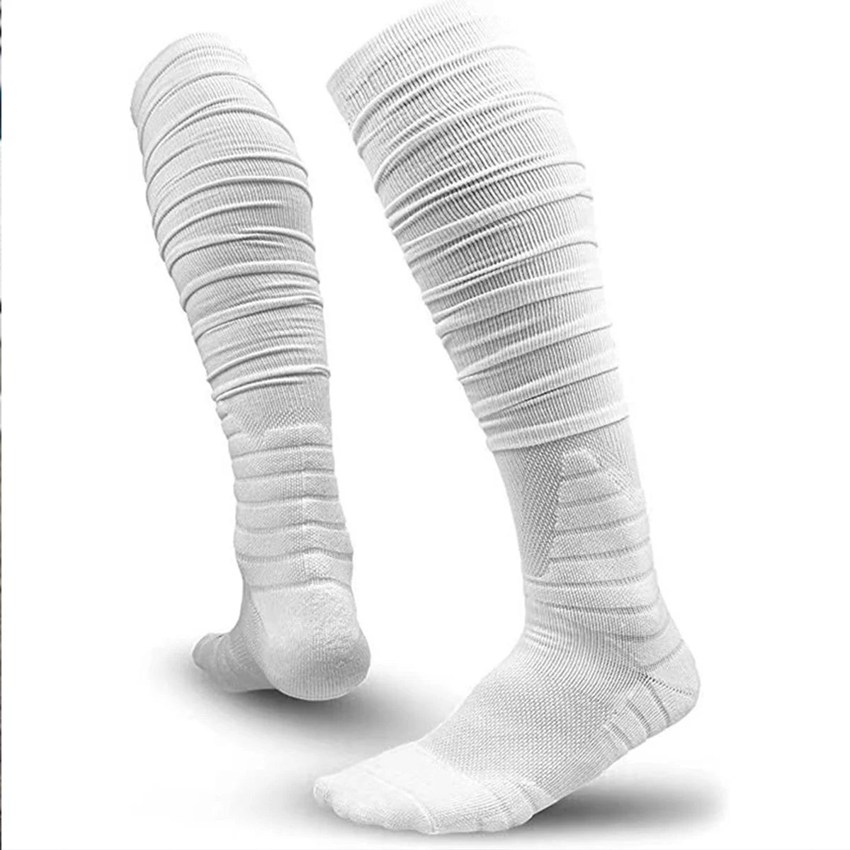 1 Paar Scrunch Fußballsocken – Rutschfeste Extra Lange Sportsocken für Herren | Fußball, Rugby & Training Kaufschwan® Weiß