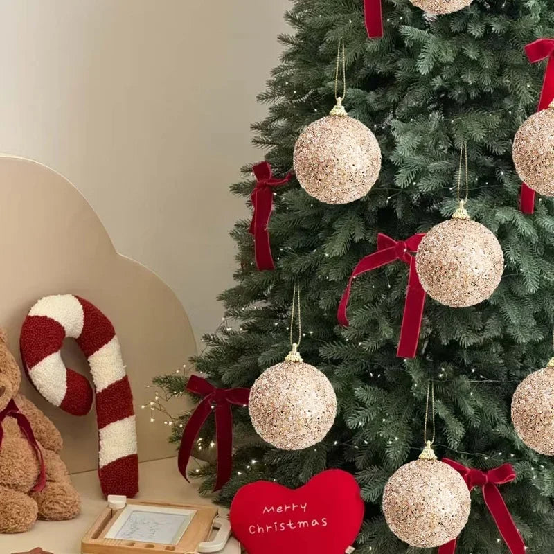 6–30 Stück Champagner Gold Glitzer Weihnachtskugeln – 6CM Christbaumkugeln | Festliche Deko für Weihnachten & Neujahr