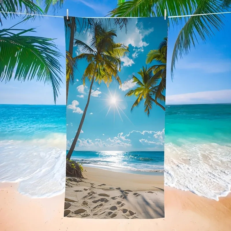 Beach Paradise Großes Strandtuch – Stilvolles Tropisches Palmenmotiv | Weiches & Saugfähiges Handtuch für Strand, Bad & Pool