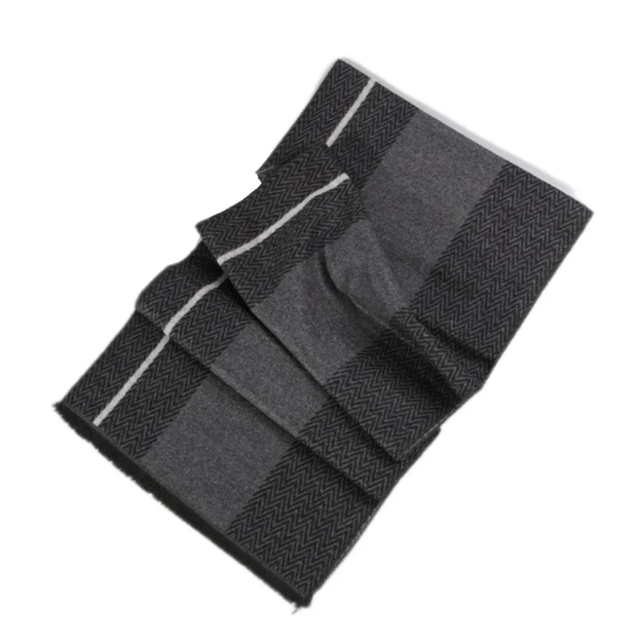 Winterschal für Herren | Karo Streifen & Paisley Jacquard | Beidseitiger Kaschmir-Imitat Halswärmer – Warm & Winddicht