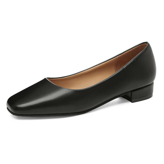 Damen Business-Pumps mit Quadratischer Spitze – Elegante Flache Schuhe mit Niedrigem Absatz | Büro- und Karriereschuhe für Frühjahr & Herbst Kaufschwan® Schwarz 37