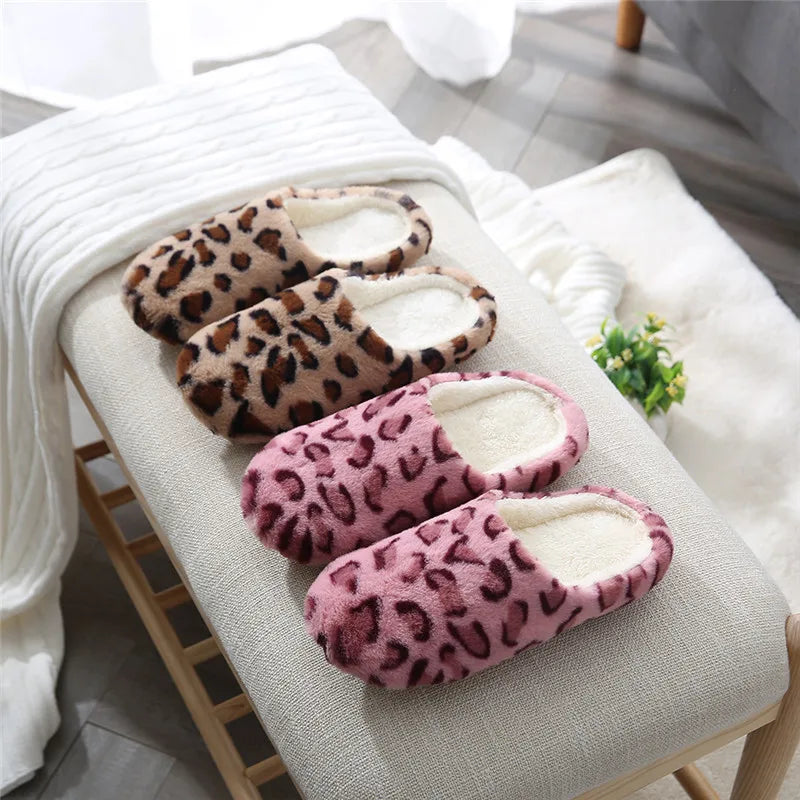 Leopardenmuster Winter-Hausschuhe | Indoor-Schuhe für Damen & Herren | Warme Fell-Slides | Rutschfeste Paare-Hausschuhe Kaufschwan®