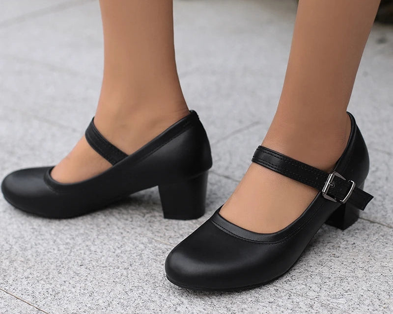 Damen Pumps mit Blockabsatz – Runde Spitze & 5 cm Absatz | Elegante Business-Schuhe für Büro & Karriere Kaufschwan®