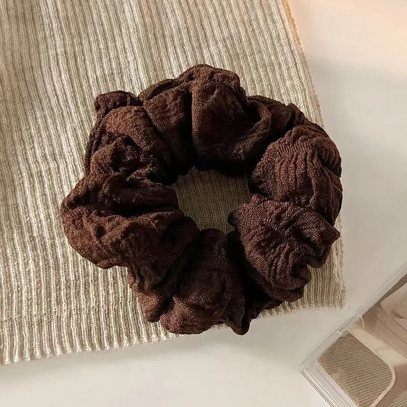 Haargummi Großes Scrunchie Einfarbig | Weiches Haargummi für Damen & Mädchen | Schonender Zopfhalter & Dutt-Accessoire Kaufschwan® Braun