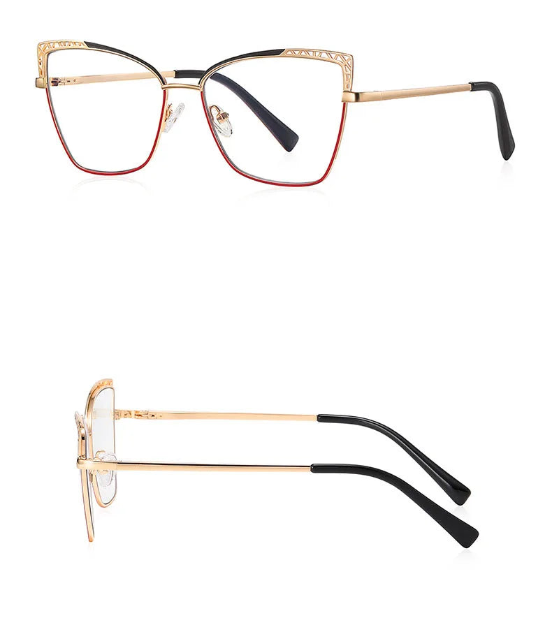 Cat-eye Anti-blue Light Glasses With Plain Face And Metal Frame 99007 Kaufschwan®