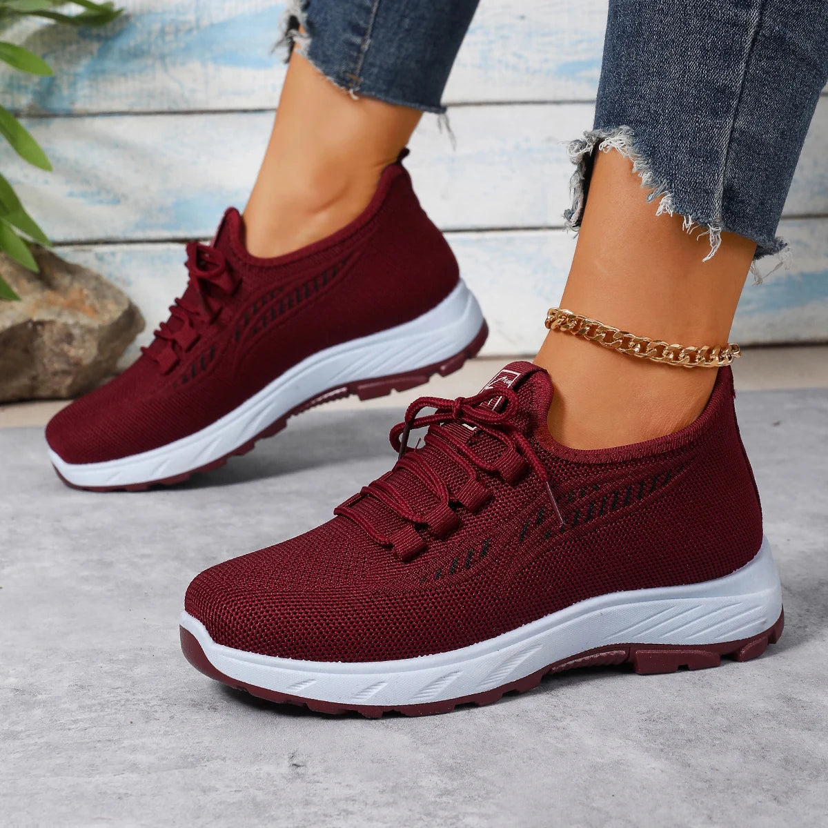 Damen Sportschuhe – Atmungsaktive Slip-On Freizeitschuhe mit Kunstfell Futter | Weiche Rutschfeste Winter Schuhe