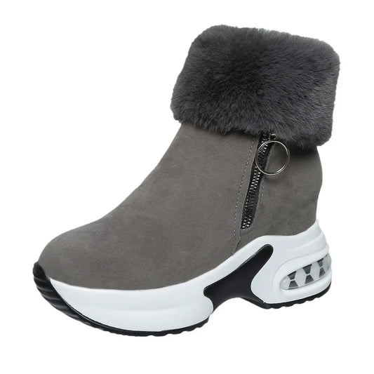 Damen Winter Schneestiefel – Kurzschaft Stiefel mit Kunstfell Fleece Futter | Warme Baumwollstiefel mit Absatz & Gummisohle Größe 43