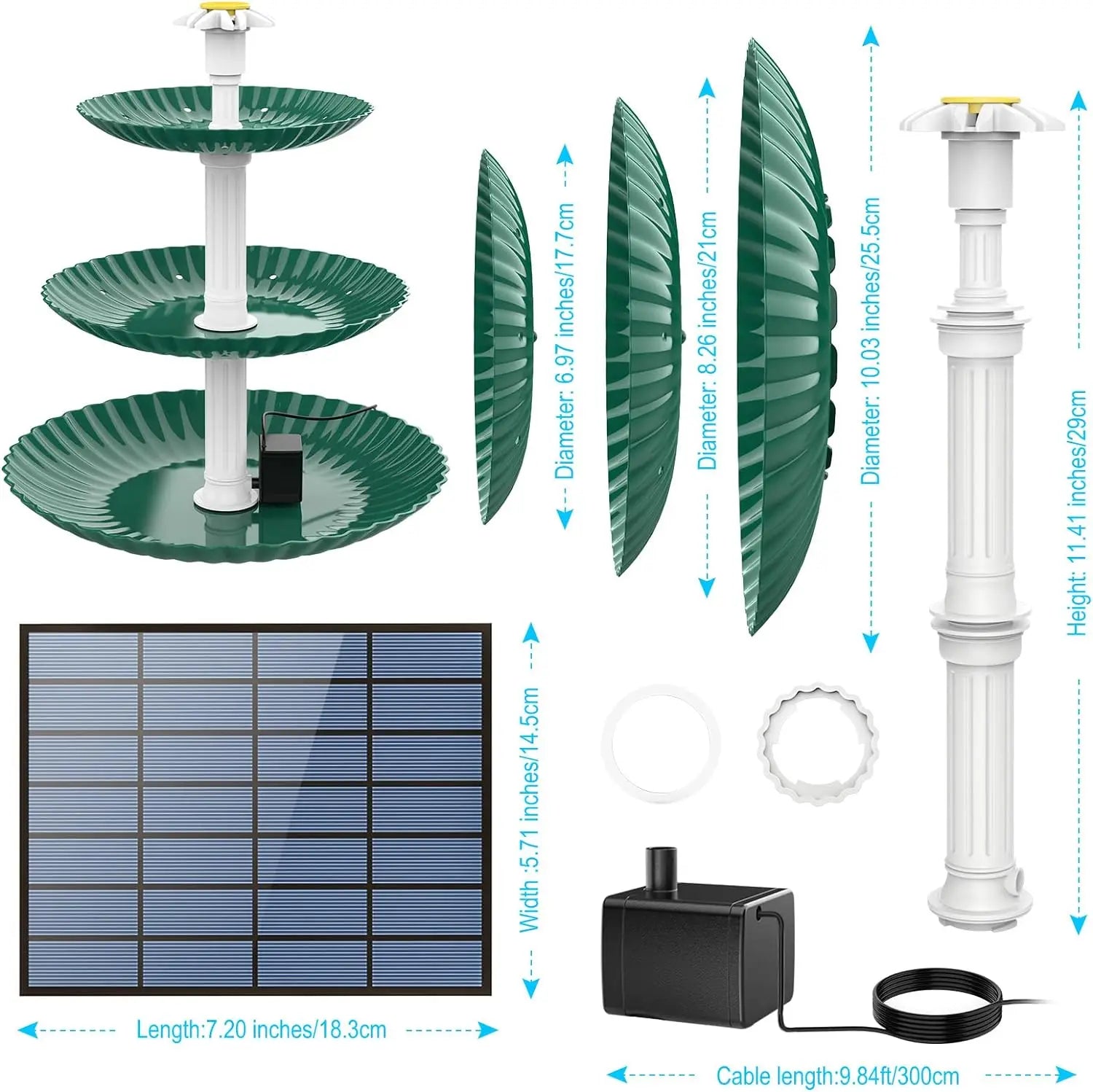 3-Stufiges Vogelbad mit 3,5W Solarpumpe – DIY Solar-Brunnen | Abnehmbares Wasserspiel für Garten & Dekoration Kaufschwan®
