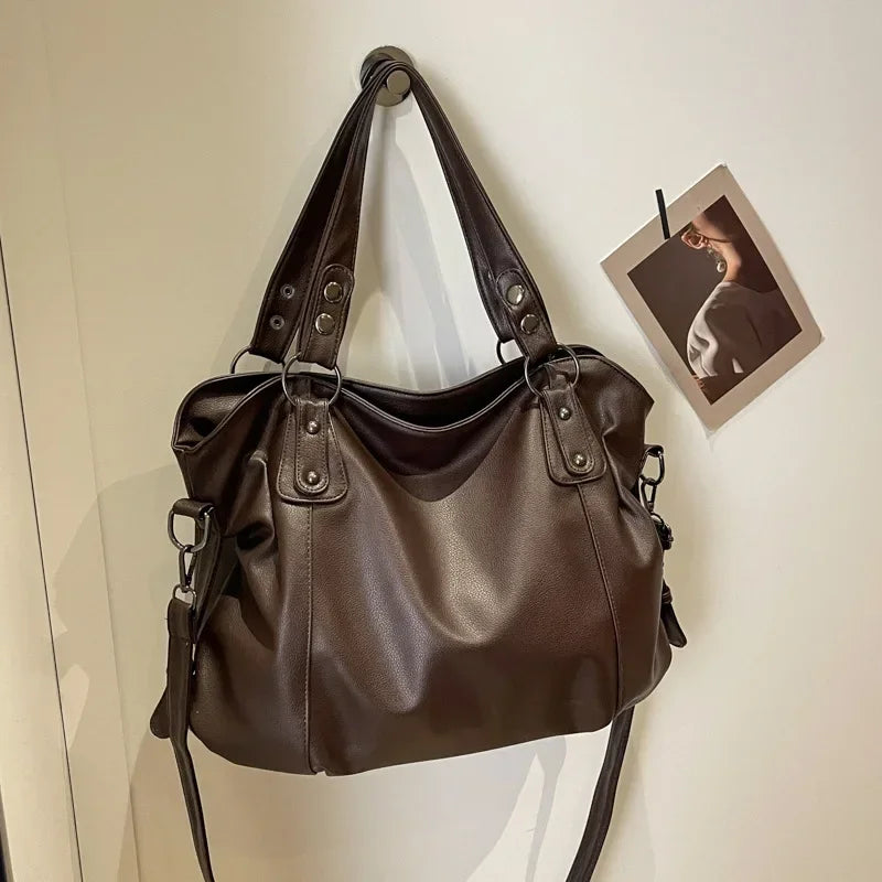 Damen Schultertasche – Hochwertige Kunstleder Handtasche mit Kontrastfarben | Weiches Innenfach & Reißverschluss