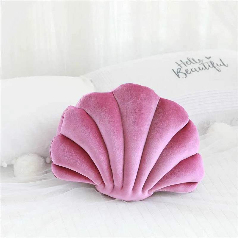 Velours Kissen mit Füllung für Wohnkultur | Sofa Kissen mit Muschel Design | Geschenk | 32x25cm Kaufschwan®