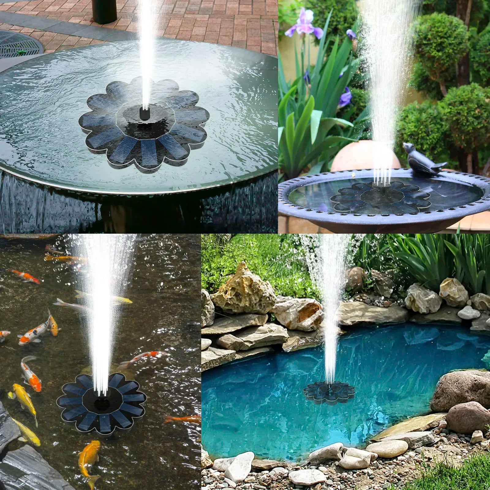 Solar-Wasserbrunnen mit Polysilizium-Solarpanel – Schwimmende Vogelbad-Fontäne mit 5 Düsen | Energiesparende Wasserpumpe für Garten & Teich Kaufschwan®