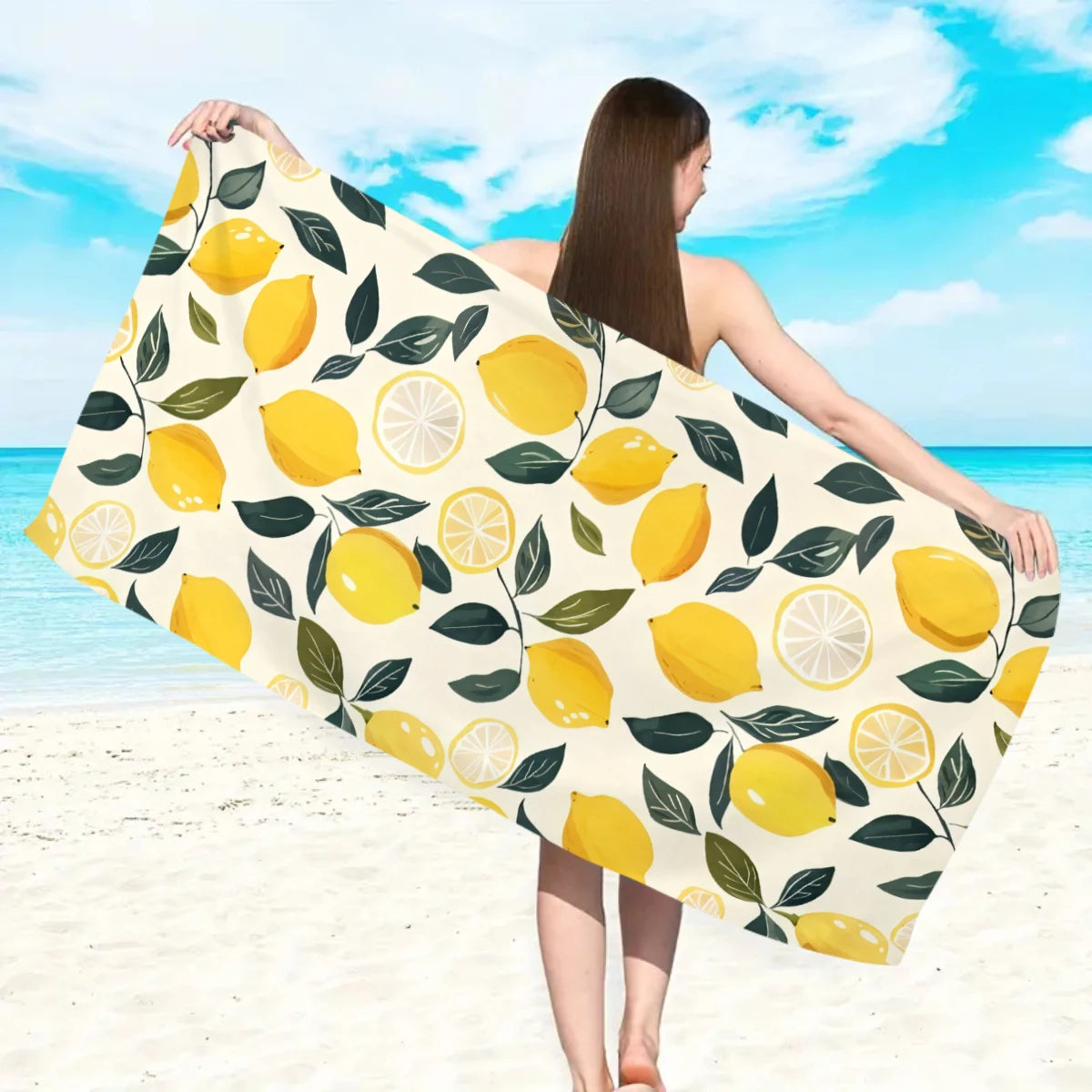 Großes Strandtuch mit Früchte-Print – Ultrafeines Mikrofaser Handtuch | Schnell Trocknend & Saugfähig für Strand, Urlaub & Camping