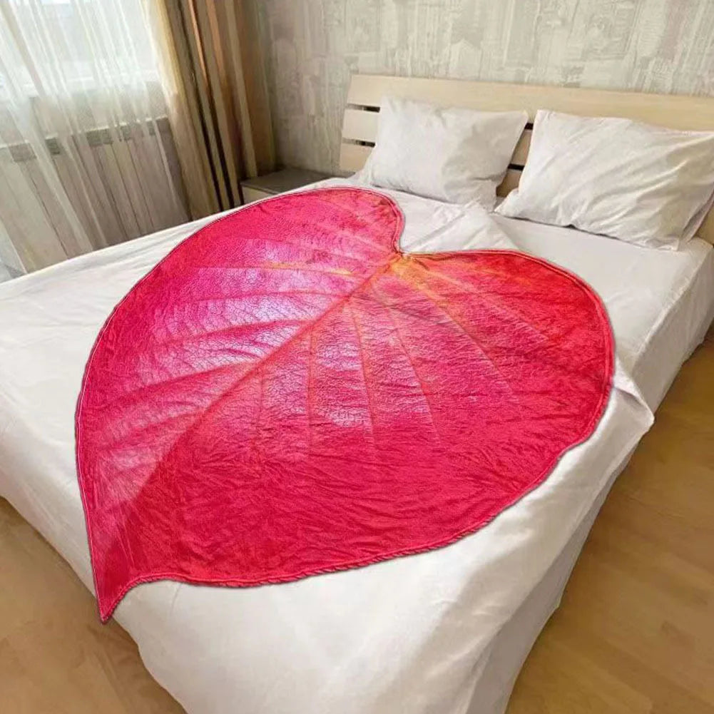 150×200CM Super Weiche Große Blattdecke – Gloriosum Pflanzenmotiv, Kuscheldecke für Sofa, Bett & Wohnaccessoires Kaufschwan® Rotes Blattmuster 150x200cm