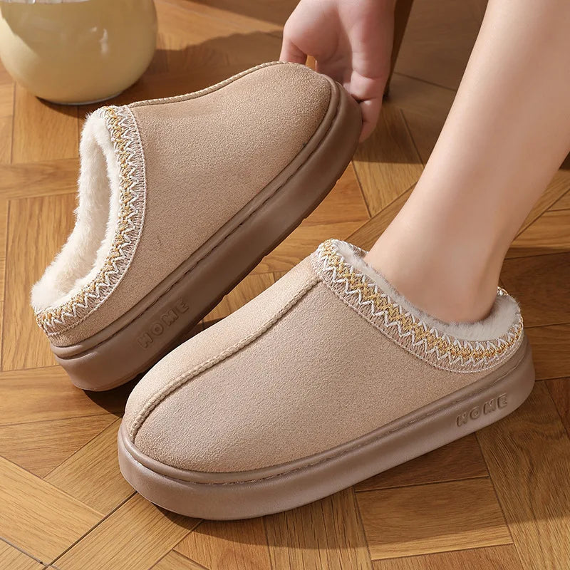 Modische Flauschige Plattform-Pantoffeln für Damen | Winter Plüsch & Warme Baumwollschuhe | Bequeme Rutschfeste Unisex Hausschuhe Kaufschwan®
