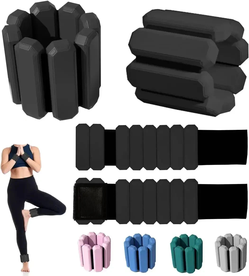Verstellbare Hand- & Fußgewichte – Tragbare Fitnessarmbänder für Damen & Herren | Gewichte für Arme, Beine, Yoga, Laufen & Fitness Kaufschwan® 1 Paar - 2 Stück - 450 g - Schwarz