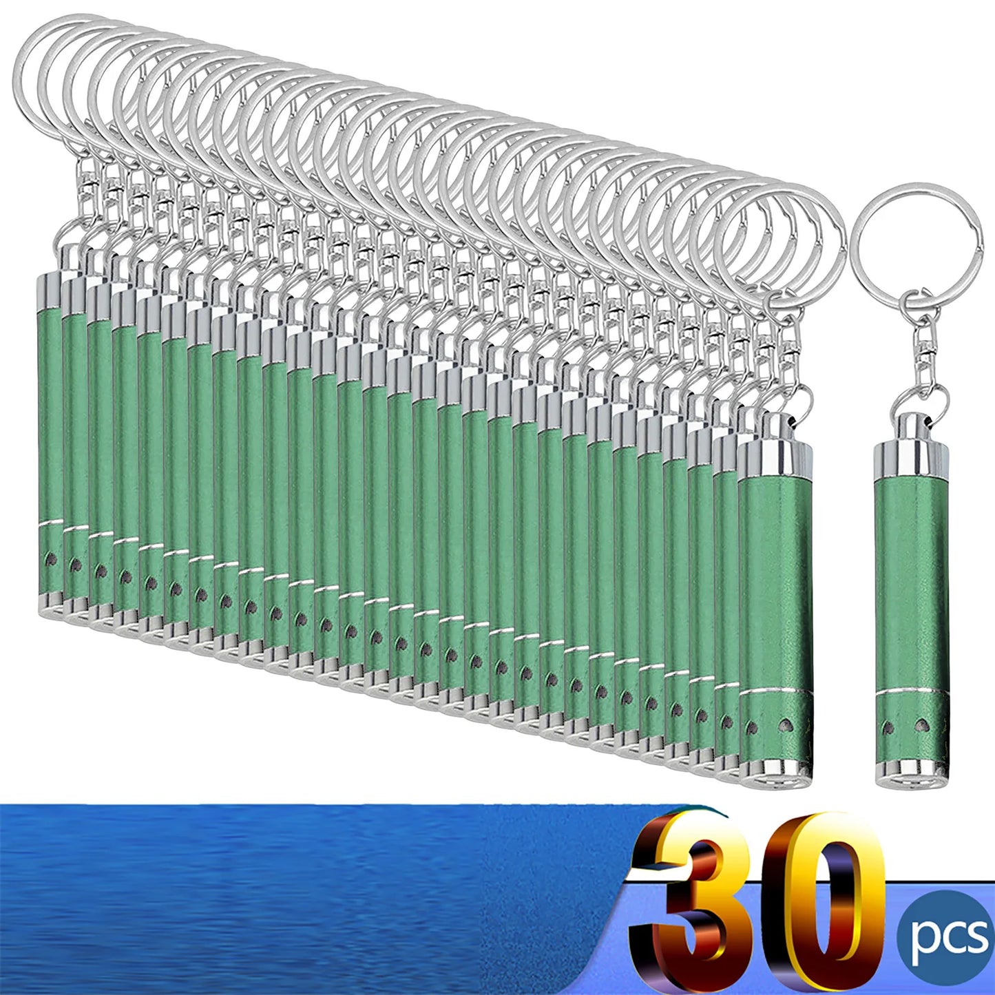 30 Stück Personalisierte LED-Schlüsselanhänger Taschenlampen – Mit Firmenlogo | Superhelle Mini-Leuchte für Werbung & Events