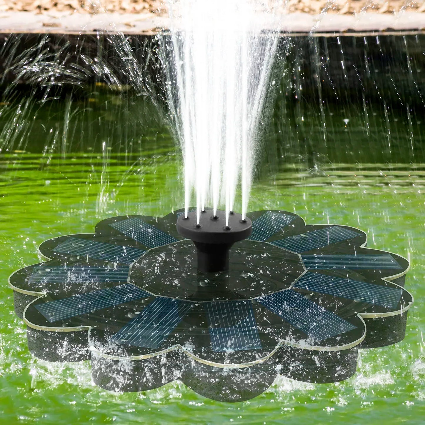 Solar-Wasserbrunnen mit Polysilizium-Solarpanel – Schwimmende Vogelbad-Fontäne mit 5 Düsen | Energiesparende Wasserpumpe für Garten & Teich Kaufschwan®