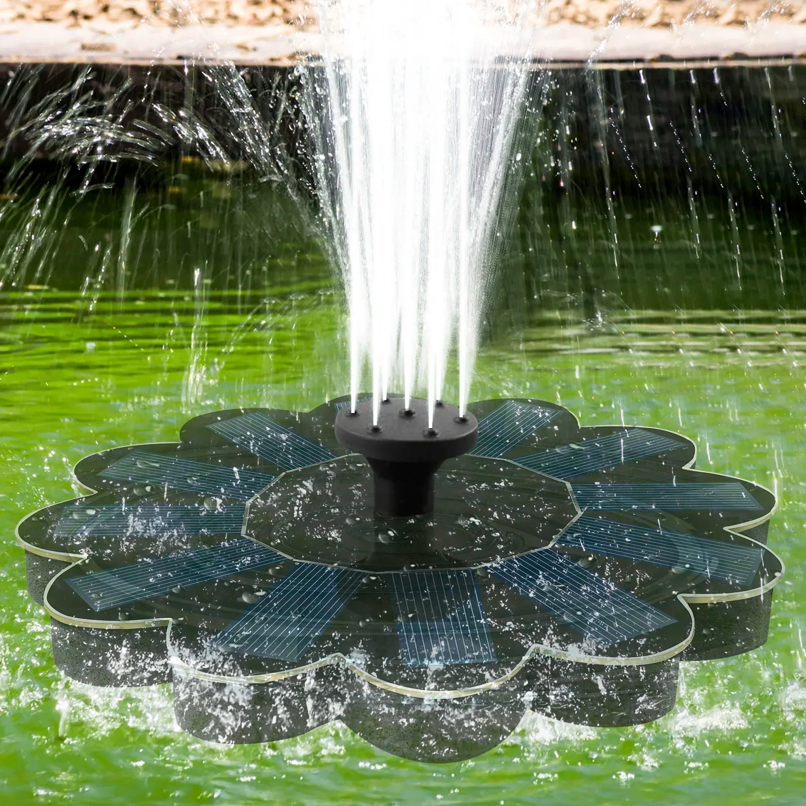 Solar-Wasserbrunnen mit Polysilizium-Solarpanel – Schwimmende Vogelbad-Fontäne mit 5 Düsen | Energiesparende Wasserpumpe für Garten & Teich Kaufschwan®