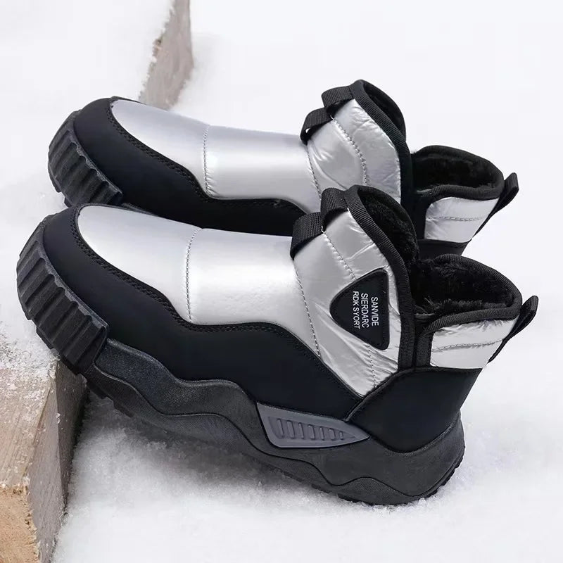 Gefütterte Herren Winterstiefel – Wasserdichte Hohe Schneestiefel mit Fellfutter | Rutschfeste Warme Baumwollschuhe für Outdoor & Alltag Kaufschwan®