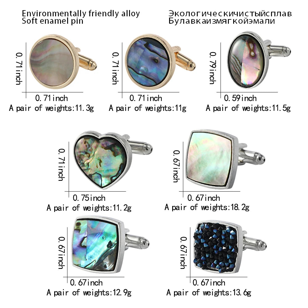 Elegante Abalone Muschel Manschettenknöpfe – Herz, Oval & Quadrat Designs | Hochwertige Herren Ärmelknöpfe für Business & Hochzeit Kaufschwan®