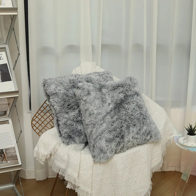 Luxuriöser Kunstfell Kissenbezug | Super Weich Flauschiger Bezug für Sofa, Bett, Stuhl & Wohnzimmer Dekor Kaufschwan® Grau 45x45cm
