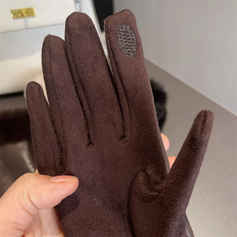 Luxus PU Lederhandschuhe für Damen – Warme Winterhandschuhe mit Kunstfellbesatz | Elegant Gefütterte Handschuhe für Partys & Kaltes Wetter Kaufschwan®