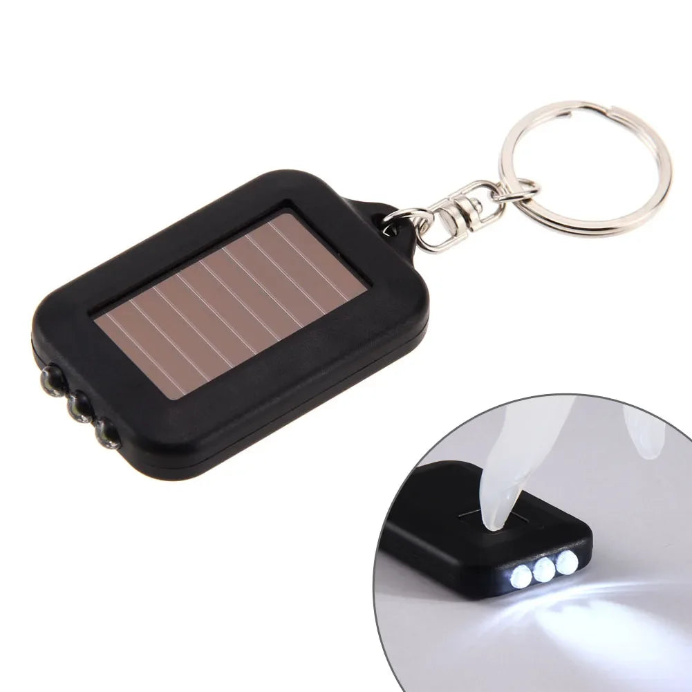 Tragbare LED-Schlüsselanhänger-Solarlampe – Mini-Taschenlampe mit Schlüsselring | Solarbetriebenes Licht für Outdoor, Wandern & Alltag Kaufschwan® Schwarz