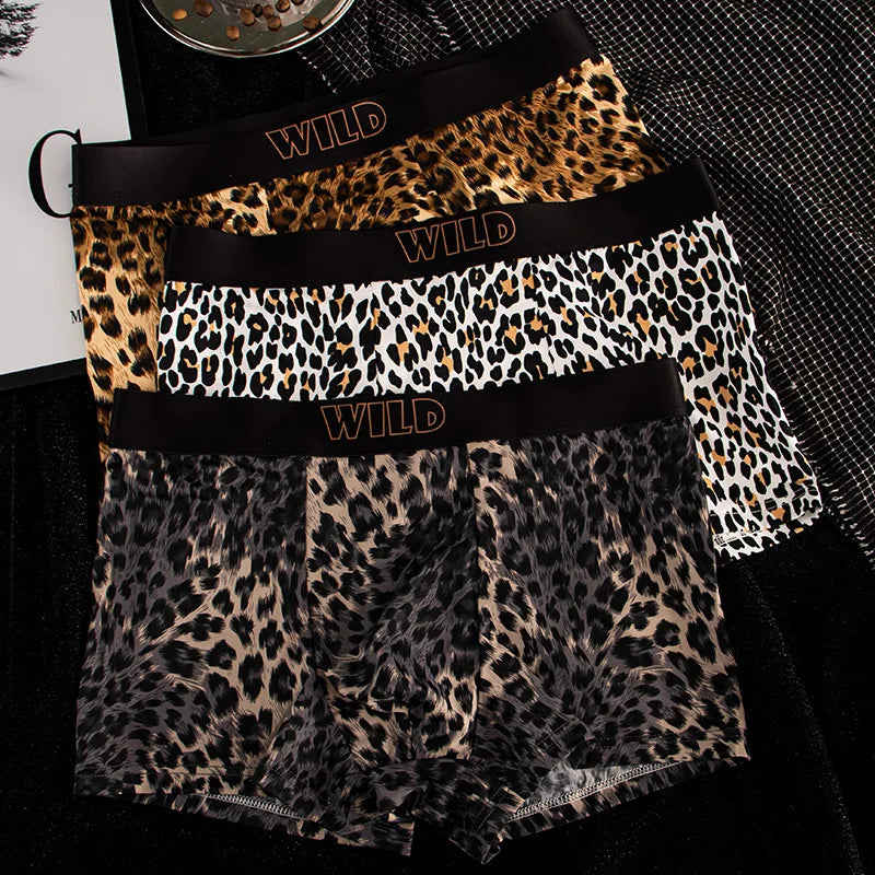 Leoparden-Print Herren Boxershorts | 1er oder 3er-Pack Bequeme Baumwollunterwäsche | Atmungsaktive Boxershorts | Größen M–XXL Kaufschwan® Gold Weiß Schwarz M