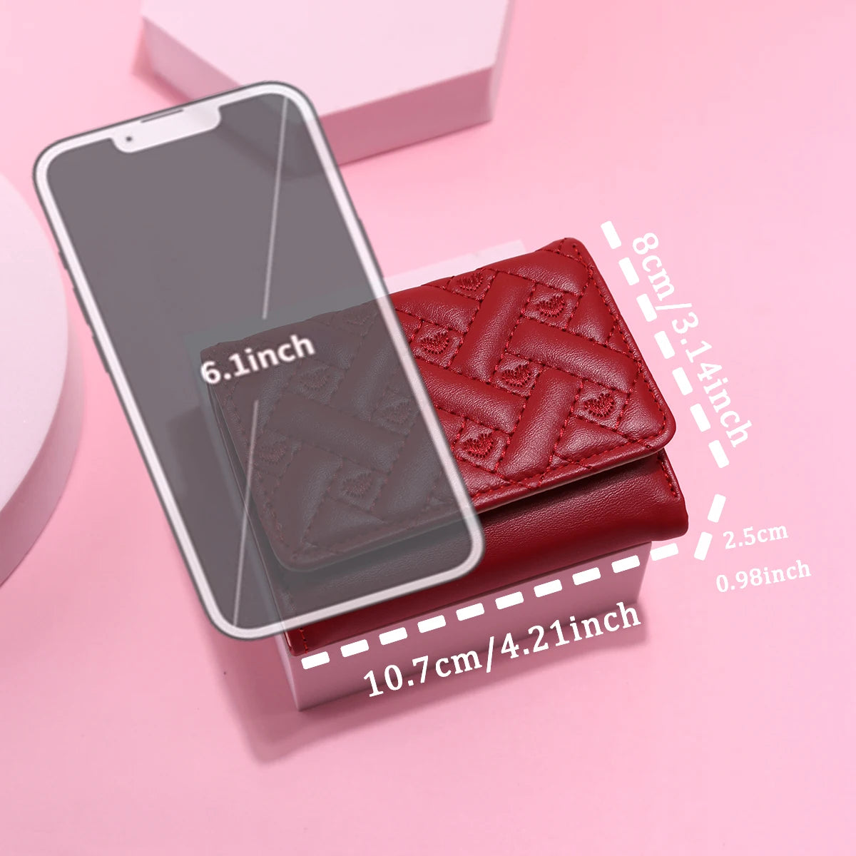 Damen Kurzgeldbörse – Gesticktes „Love“-Design | Leichte PU Leder Geldbörse mit Mehreren Kartenfächern Kaufschwan®