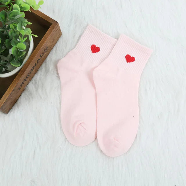 Lässige Süße Herz Liebe Socken | Niedliche & Bequeme Baumwollsocken für Mädchen & Frauen | Winter, Sommer, Herbst Freizeit Kaufschwan® Rosa