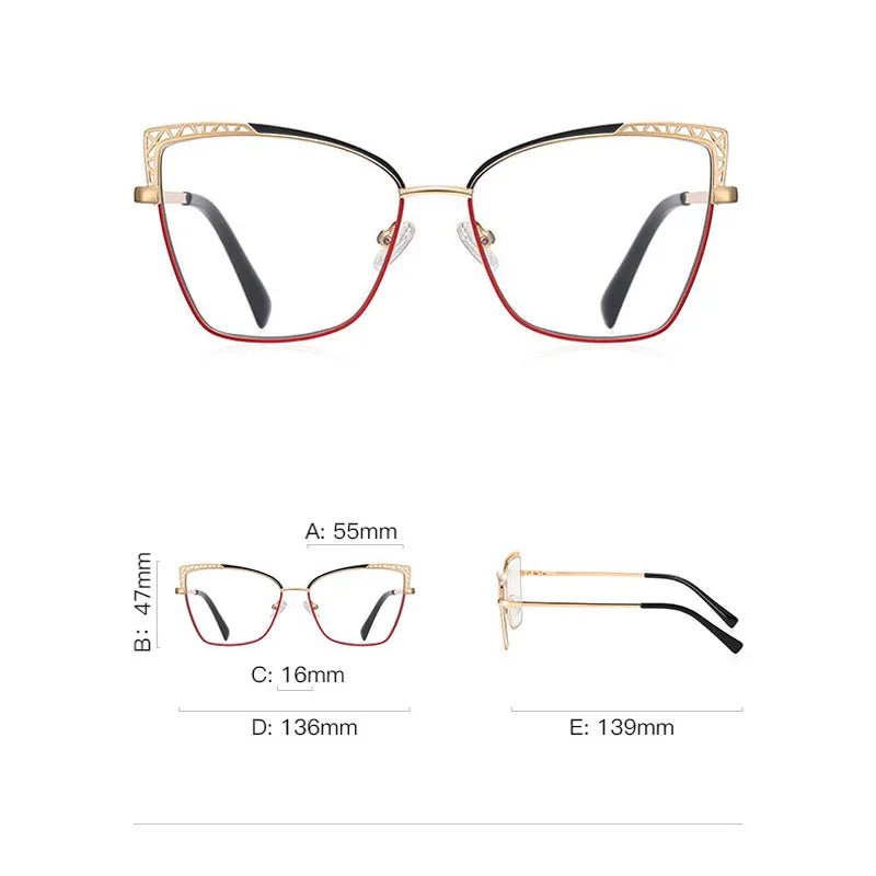 Cat-eye Anti-blue Light Glasses With Plain Face And Metal Frame 99007 Kaufschwan®