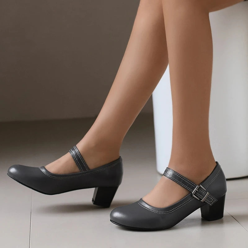 Damen Pumps mit Blockabsatz – Runde Spitze & 5 cm Absatz | Elegante Business-Schuhe für Büro & Karriere Kaufschwan®