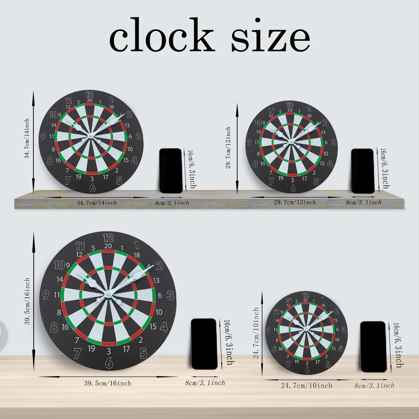 Dartboard Holz Wanduhr – Leise Quarz Deko Uhr Kaufschwan®