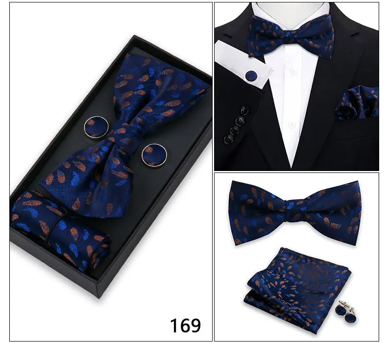 Herren Fliegen-Set – 3-teiliges Geschenkset mit Fliege, Einstecktuch & Manschettenknöpfen | Elegantes Rotes Accessoire für Business & Hochzeit Kaufschwan®