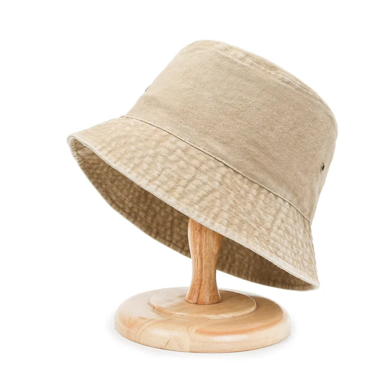 Unisex Baumwoll Anglerhut – Sommerhut aus gewaschenem Jeansstoff für Damen, Outdoor & Reise, Sonnenschutz Kaufschwan® Beige