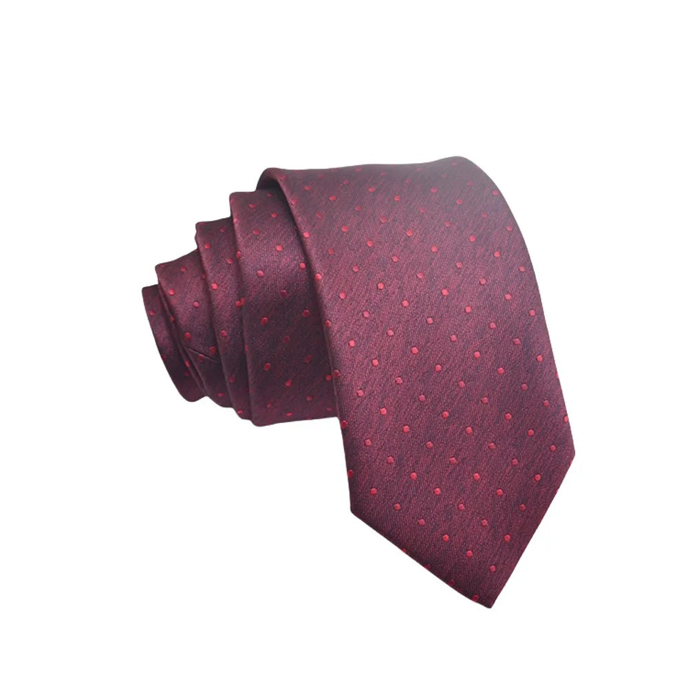 Herren Jacquard-Krawatte 8 cm – Hochwertige Krawatte mit Punkt- & Blumenmuster | Elegantes Accessoire für Business, Büro & Hochzeit Kaufschwan® Rot mit Struktur