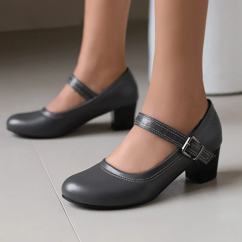 Damen Pumps mit Blockabsatz – Runde Spitze & 5 cm Absatz | Elegante Business-Schuhe für Büro & Karriere Kaufschwan®