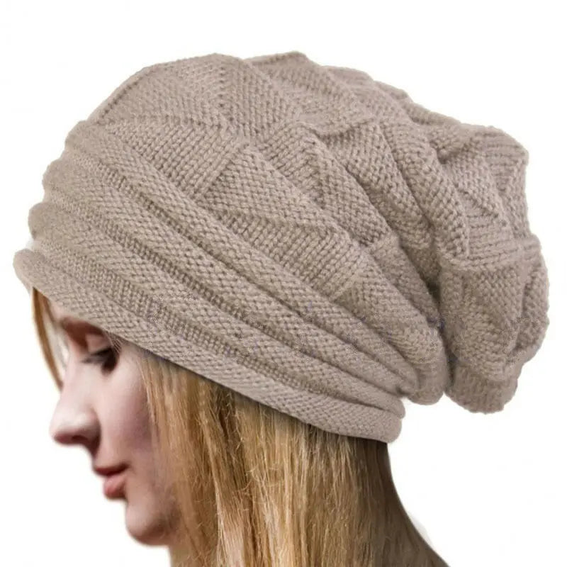 Gestrickte Oversize Baggy Beanie – Warme Wintermütze | Slouchy Wollmütze für Damen & Herren | Ski Skull Cap Kaufschwan® Beige Einheitsgröße