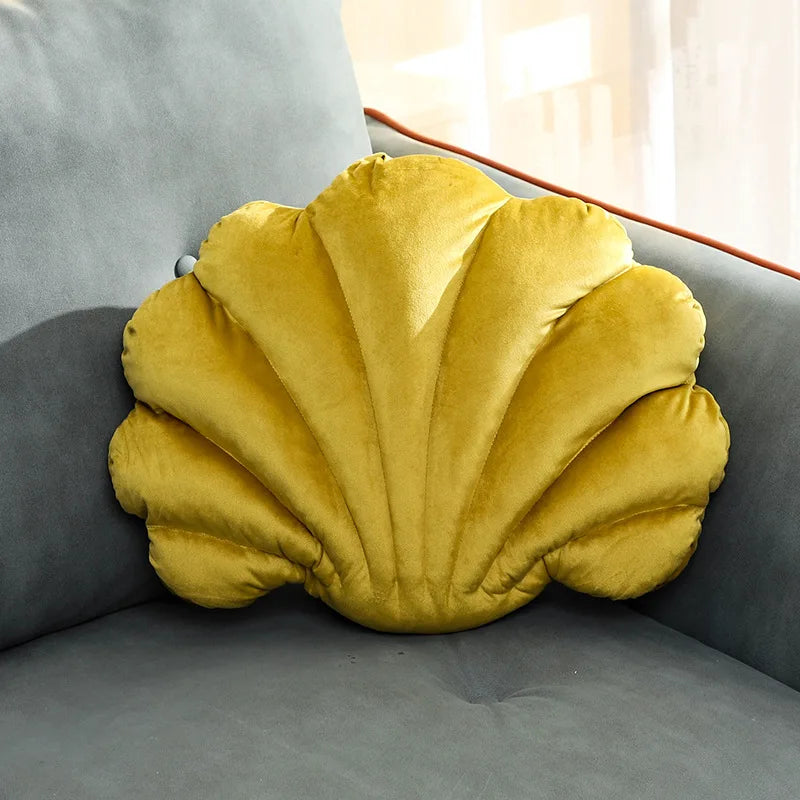 Velours Kissen mit Füllung für Wohnkultur | Sofa Kissen mit Muschel Design | Geschenk | 32x25cm Kaufschwan®