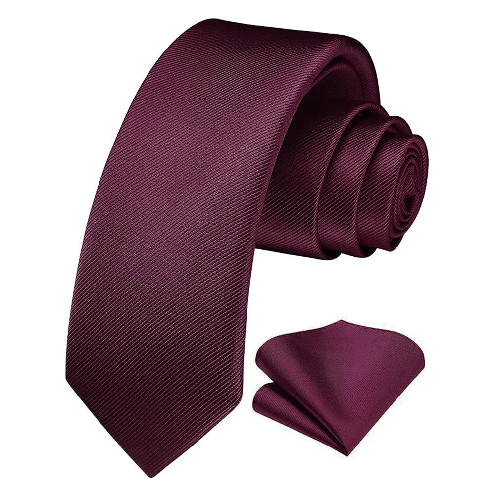 Herren Seidenkrawatten-Set – 6 cm Schmale Krawatte mit Passendem Einstecktuch | Elegantes Geschenk für Hochzeit, Business & Formelle Anlässe