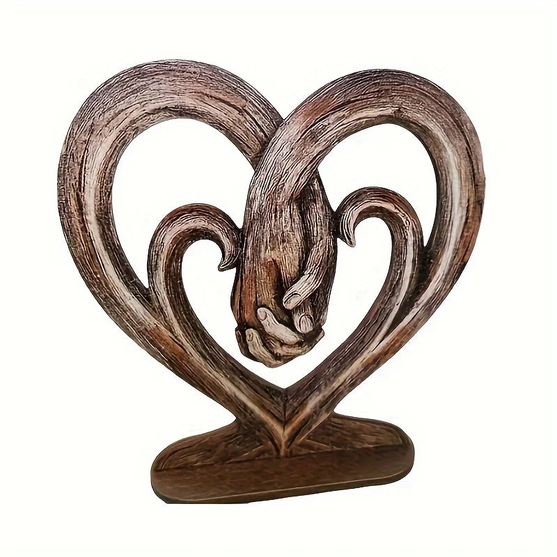 Deko Herz mit Haltenden Händen – Flache Holz Wanddekoration Symbol für Ewige Liebe