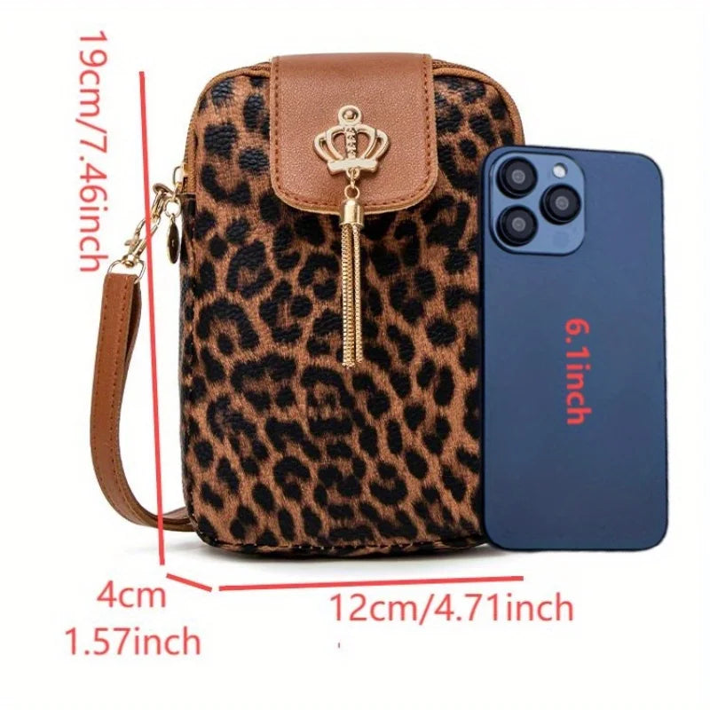 Leopardenmuster Schulter Messenger Bag – Trendige Nischen-Mode Handytasche zum Umhängen für Damen Kaufschwan®