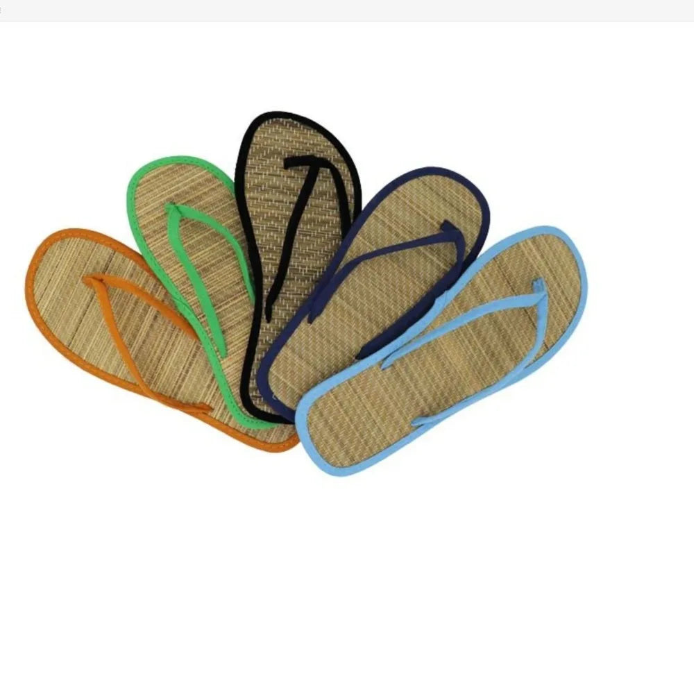Damen Flache Flip-Flops | Bequeme Rutschfeste Bambus-Rattan Sandalen | Hausschuhe für Bad & Alltag Kaufschwan®