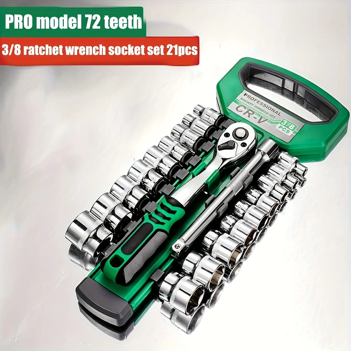 72-Zahn Steckschlüssel Set 1/4"-3/8"-1/2" Ratschen Werkzeug Kompaktes Auto Reparatur Set